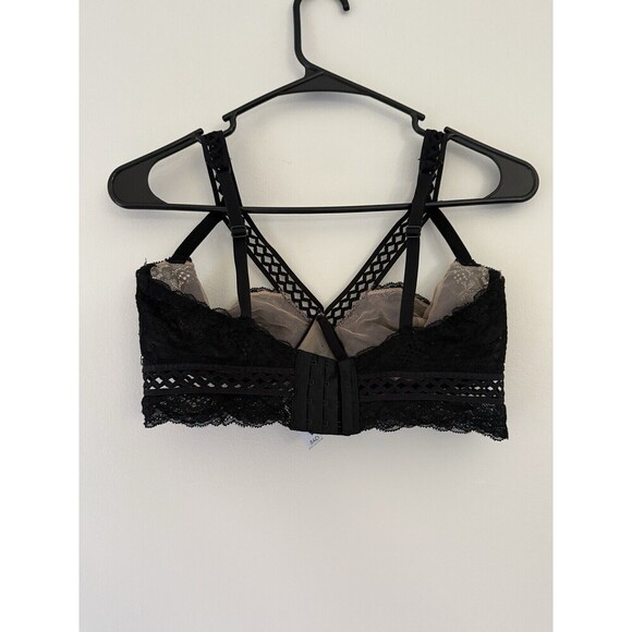 Adore Me Women Bra 34D Black Beige Lace Unlined Underwire Adjustable Straps - Picture 3 of 5